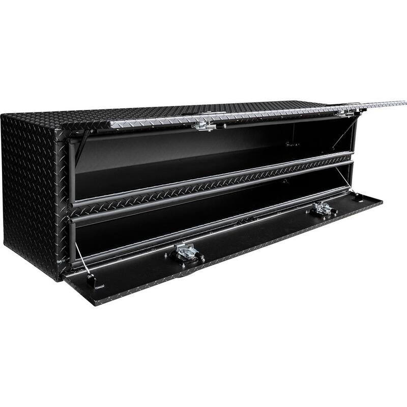 Buyers Products 21 in. x 18 in. x 72 in. Textured Matte Black  Diamond Tread Aluminum Flatbed Contractor with Lower Door - 1722578