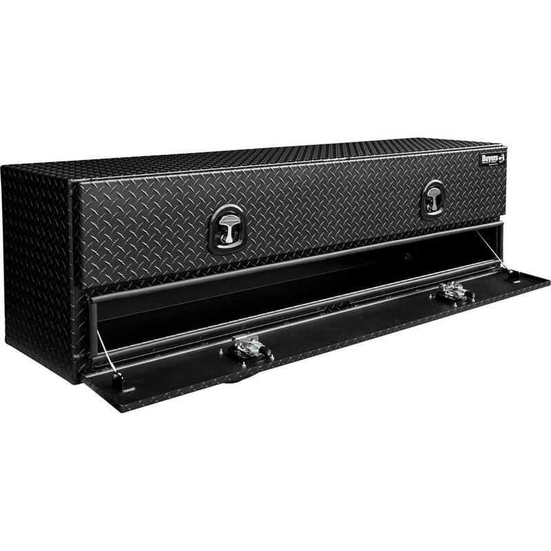 Buyers Products 21 in. x 18 in. x 72 in. Textured Matte Black  Diamond Tread Aluminum Flatbed Contractor with Lower Door - 1722578
