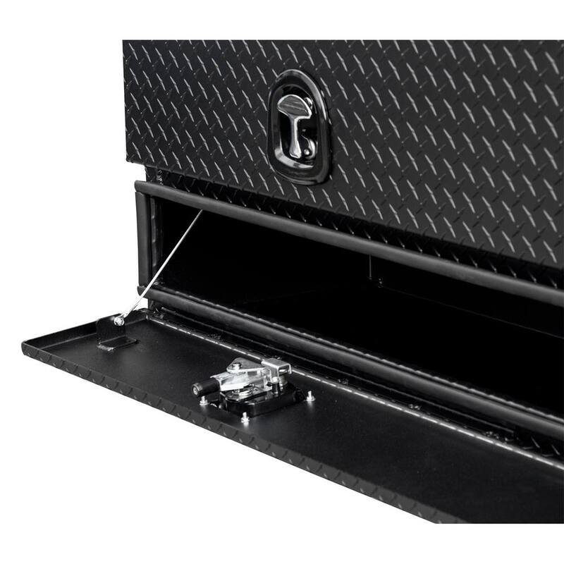 Buyers Products 21 in. x 18 in. x 72 in. Textured Matte Black  Diamond Tread Aluminum Flatbed Contractor with Lower Door - 1722578
