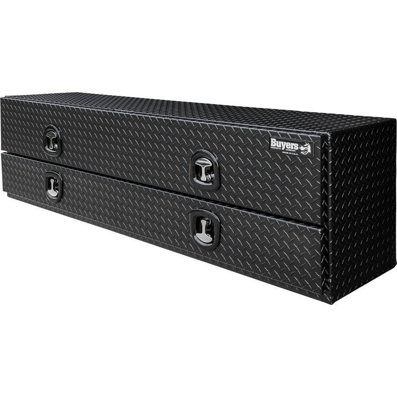 Buyers Products 21 in. x 18 in. x 72 in. Textured Matte Black  Diamond Tread Aluminum Flatbed Contractor with Lower Door - 1722578