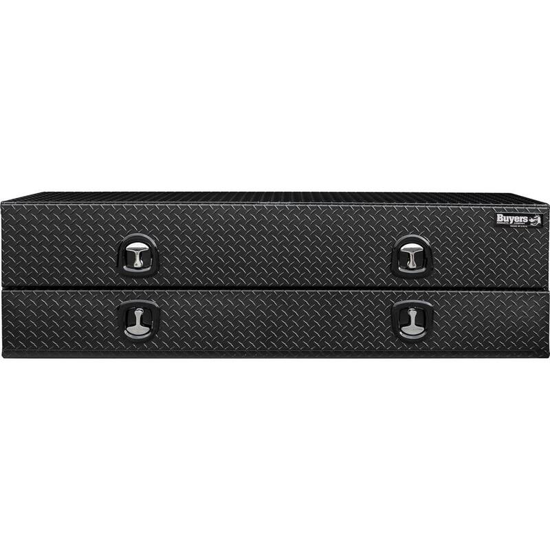 Buyers Products 21 in. x 18 in. x 72 in. Textured Matte Black  Diamond Tread Aluminum Flatbed Contractor with Lower Door - 1722578