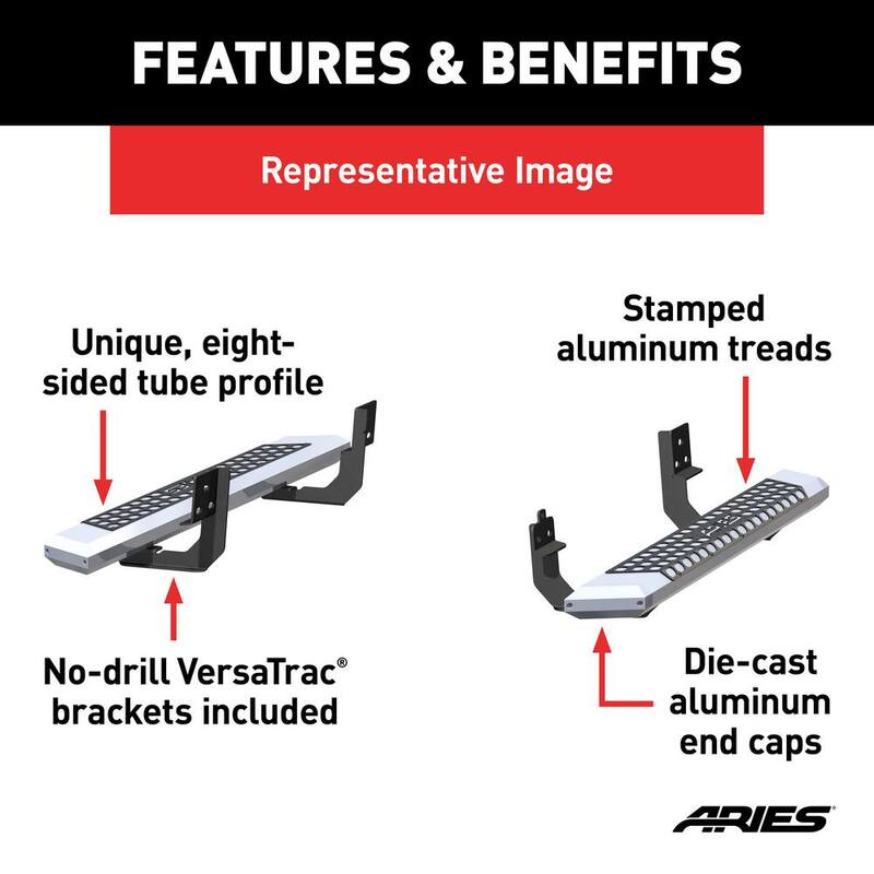 Aries AdvantEDGE Chrome Aluminum 53-Inch Truck Running Boards, Select Ford F-150, F-250, F-350 Super Duty - 2555011