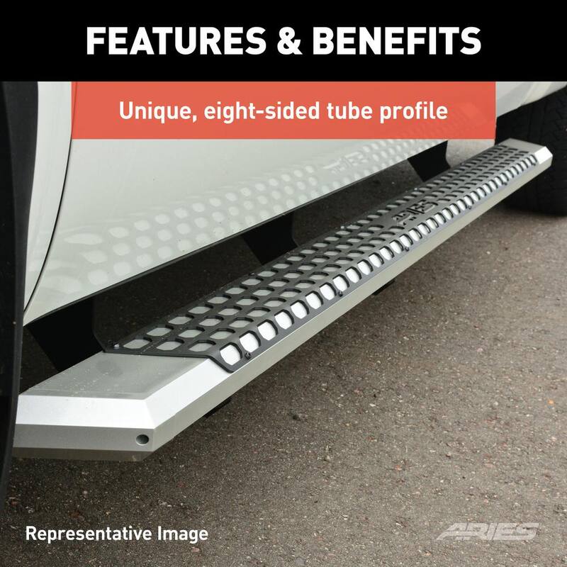Aries AdvantEDGE Chrome Aluminum 53-Inch Truck Running Boards, Select Ford F-150, F-250, F-350 Super Duty - 2555011