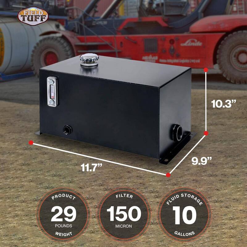 Field Tuff 10 gal. 14 Gauge Steel Hydraulic Reservoir Tank, Black - FTF-10GOR