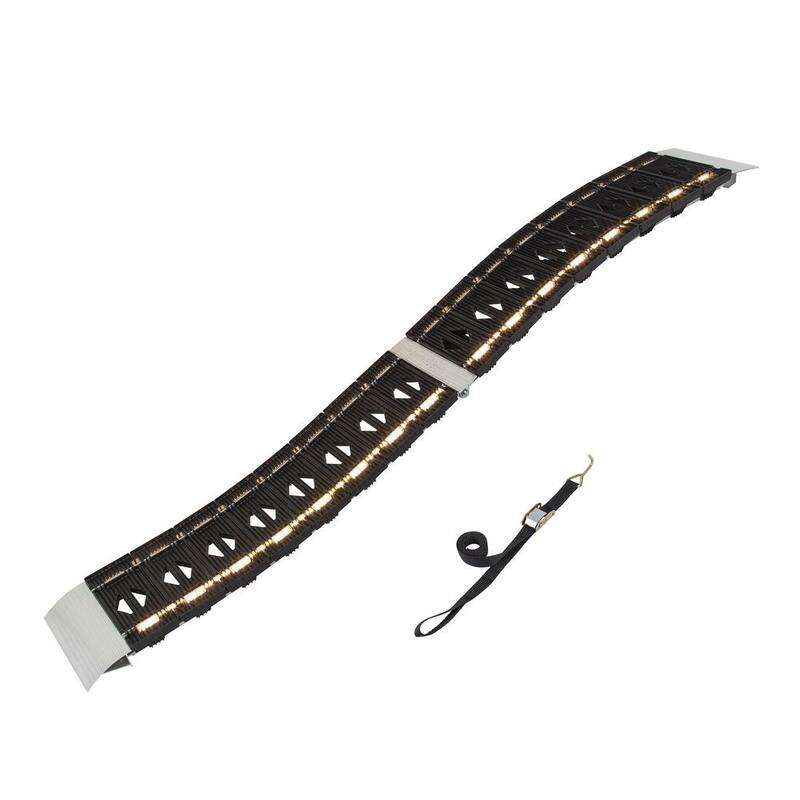 CargoSmart 12 in. W x 90 in. L 750 lb. Capacity LED Hybrid S-Curve Centerfold Truck Loading Ramp (Includes 1 Ramp) - 3059