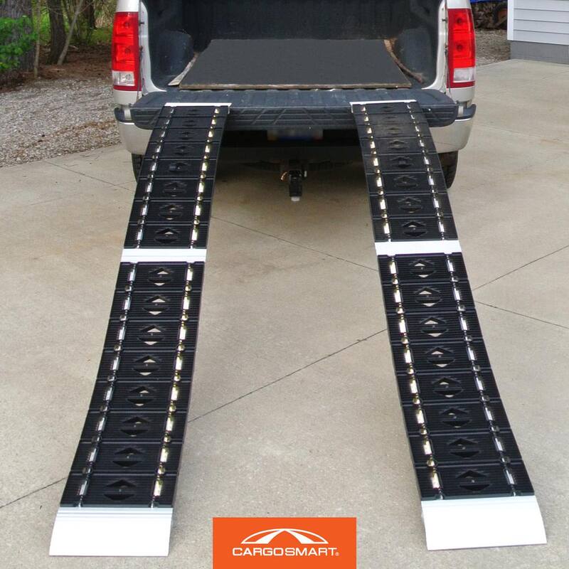 CargoSmart 12 in. W x 90 in. L 750 lb. Capacity LED Hybrid S-Curve Centerfold Truck Loading Ramp (Includes 1 Ramp) - 3059