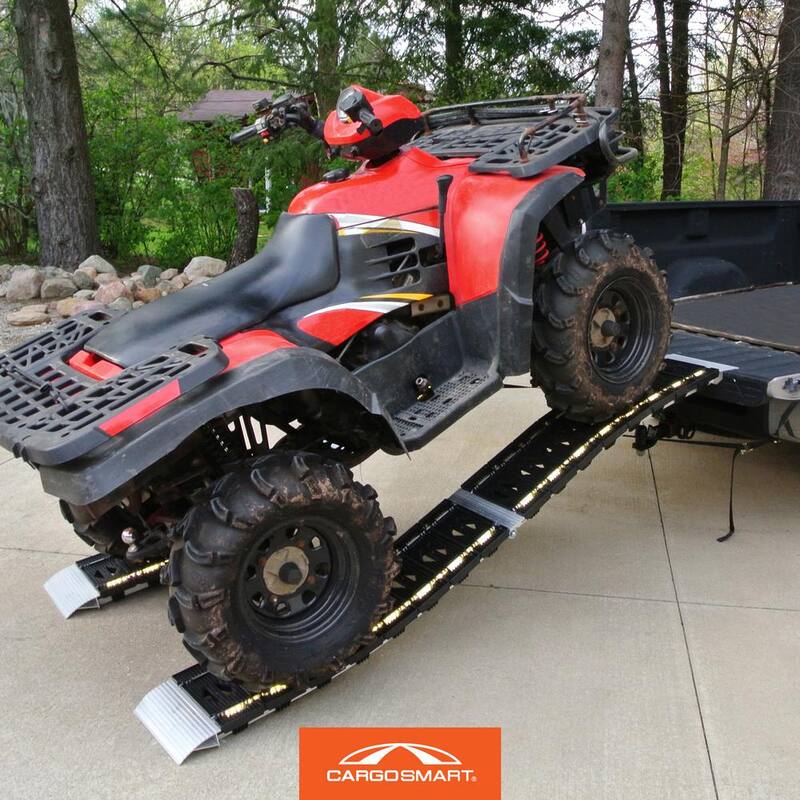 CargoSmart 12 in. W x 90 in. L 750 lb. Capacity LED Hybrid S-Curve Centerfold Truck Loading Ramp (Includes 1 Ramp) - 3059