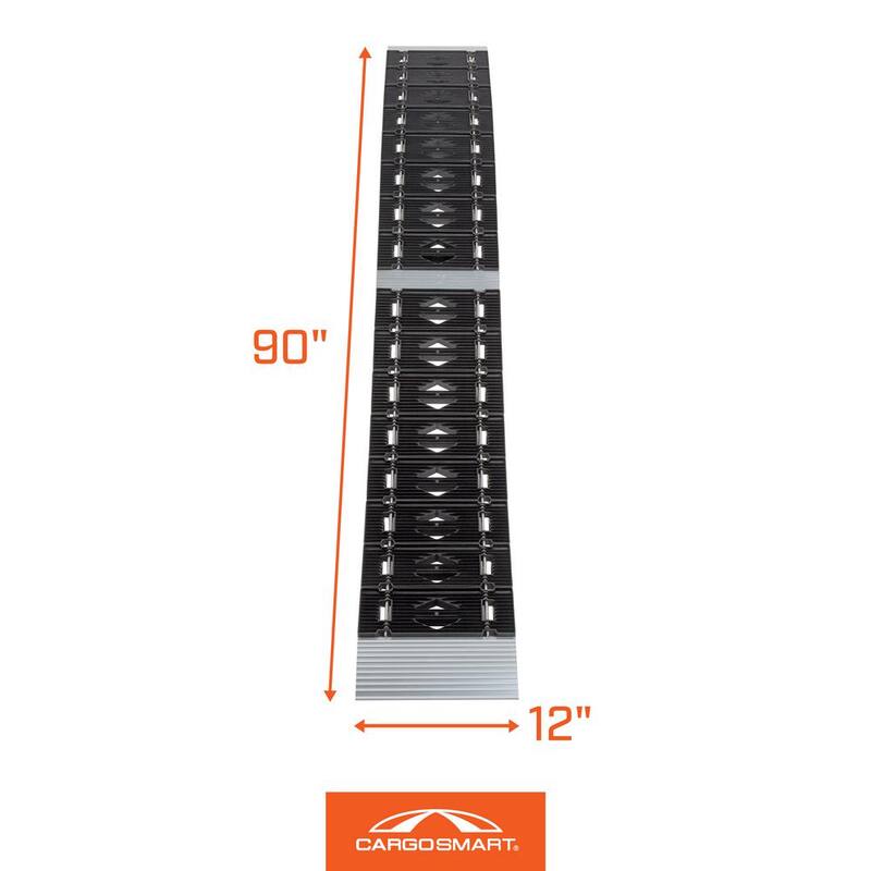 CargoSmart 12 in. W x 90 in. L 750 lb. Capacity LED Hybrid S-Curve Centerfold Truck Loading Ramp (Includes 1 Ramp) - 3059