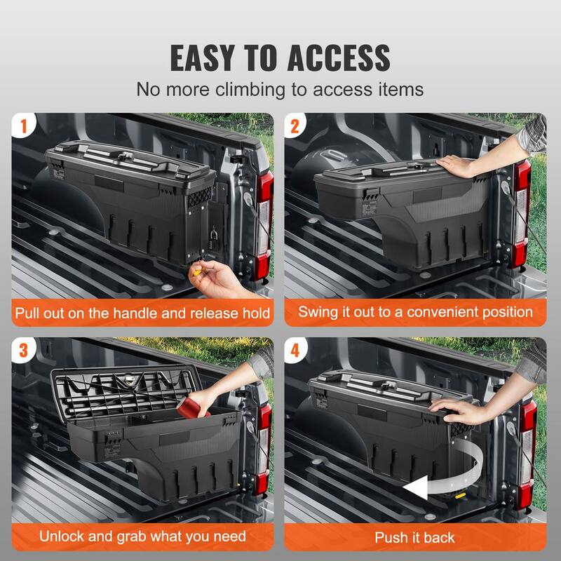SKYSHALO Truck Bed Storage Box, Lockable Swing Case with Password Padlock, 6.6 Gal./25 L ABS Wheel Side Truck Tool Box Waterproof - KCLJGJXCKCXLSIPNOV0-0711