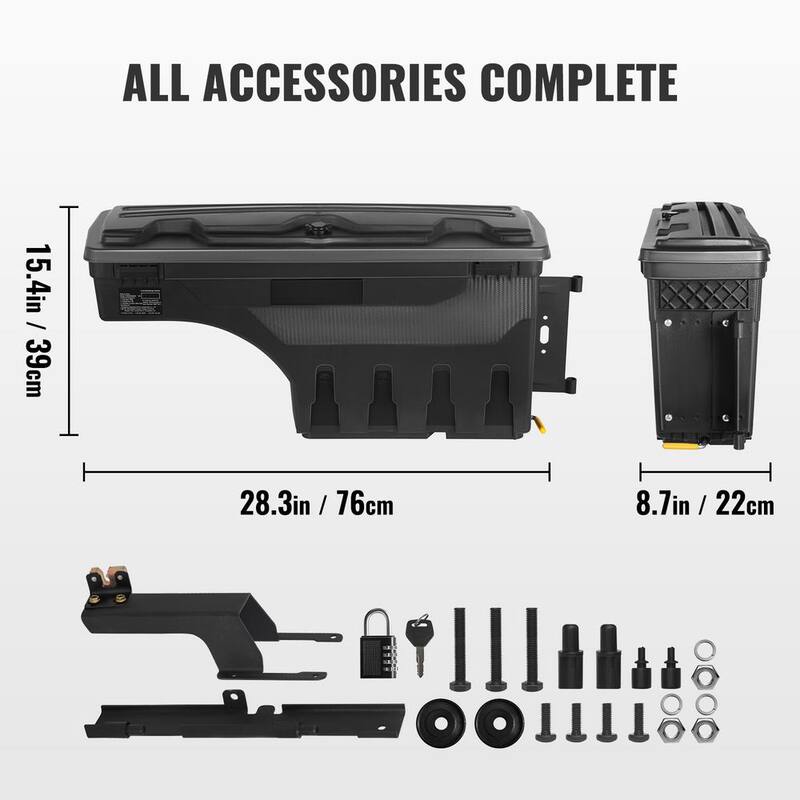 SKYSHALO Truck Bed Storage Box, Lockable Swing Case with Password Padlock, 6.6 Gal./25 L ABS Wheel Side Truck Tool Box Waterproof - KCLJGJXCKCXLSIPNOV0-0711