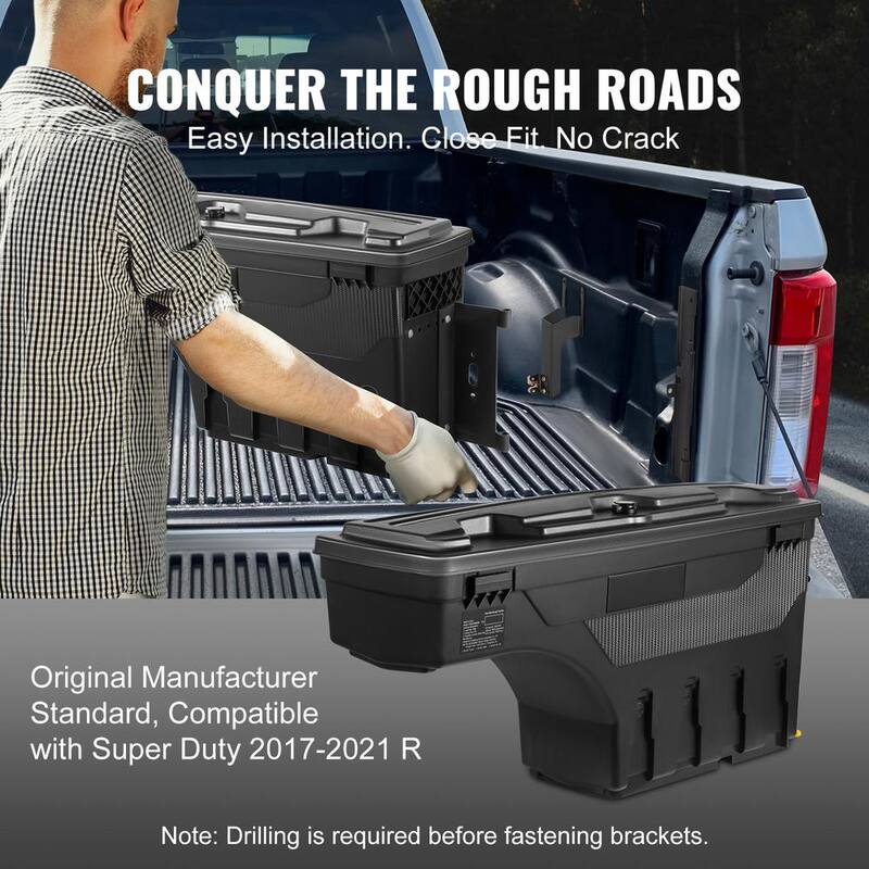 SKYSHALO Truck Bed Storage Box, Lockable Swing Case with Password Padlock, 6.6 Gal./25 L ABS Wheel Side Truck Tool Box Waterproof - KCLJGJXCKCXLSIPNOV0-0711