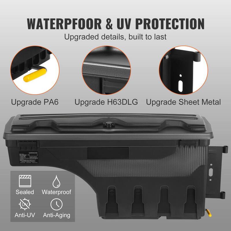SKYSHALO Truck Bed Storage Box, Lockable Swing Case with Password Padlock, 6.6 Gal./25 L ABS Wheel Side Truck Tool Box Waterproof - KCLJGJXCKCXLSIPNOV0-0711