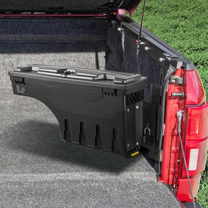 SKYSHALO Truck Bed Storage Box, Lockable Swing Case with Password Padlock, 6.6 Gal./25 L ABS Wheel Side Truck Tool Box Waterproof - KCLJGFORDF150SLEXV0-0711