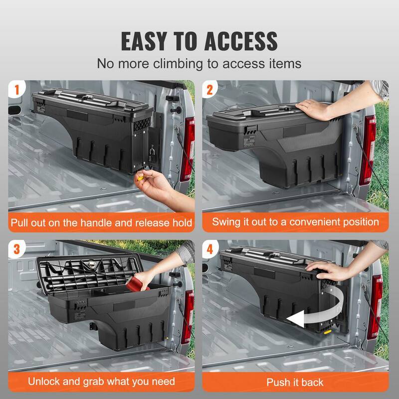 SKYSHALO Truck Bed Storage Box, Lockable Swing Case with Password Padlock, 6.6 Gal./25 L ABS Wheel Side Truck Tool Box Waterproof - KCLJGFORDF150SLEXV0-0711