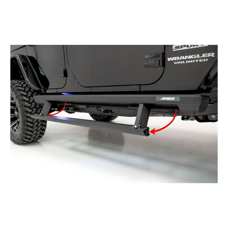 Aries ActionTrac 65-Inch Retractable Powered Running Boards, Select Jeep Wrangler JL - 3036571