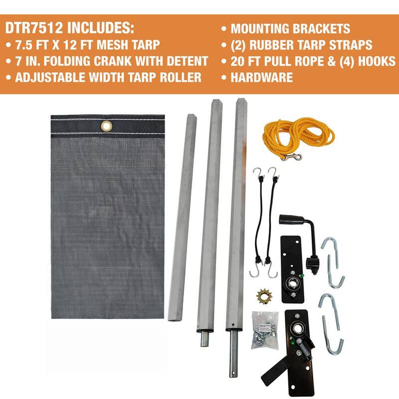 Buyers Products Aluminum Tarp System with Mesh Tarp 7-1/2 x 12 Foot - DTR7512
