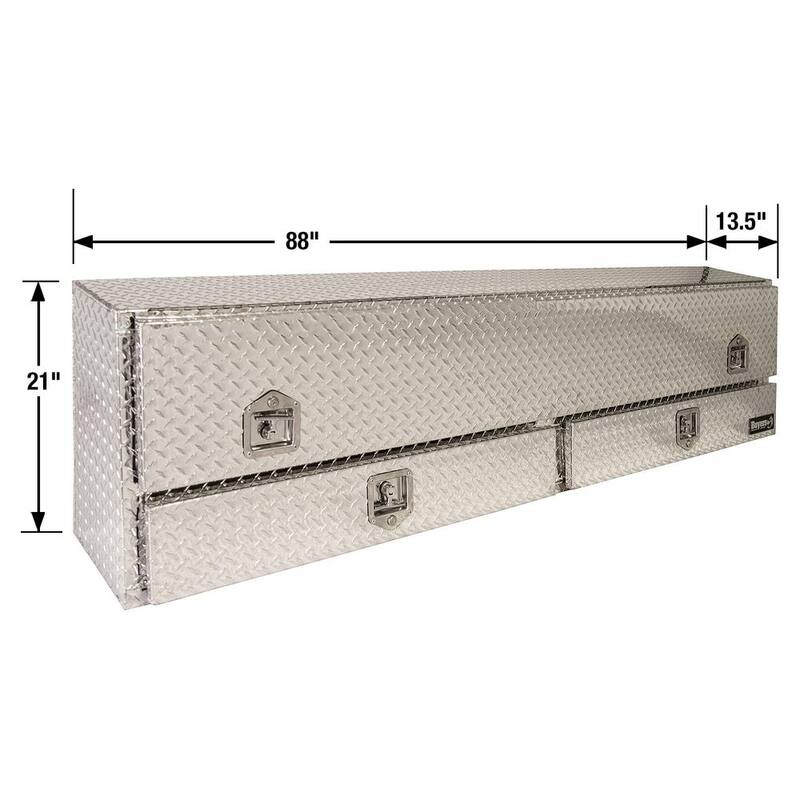 Buyers Products Company 88 in. Diamond Tread Aluminum Top Mount Contractor Truck Tool Box with 2-Drawers - 1705651