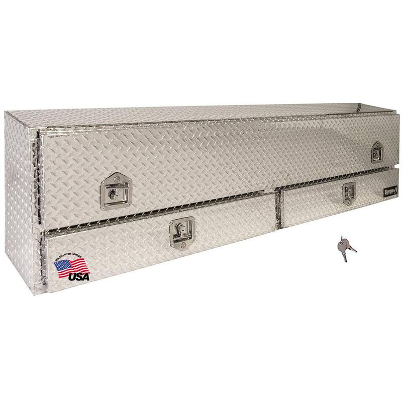 Buyers Products Company 88 in. Diamond Tread Aluminum Top Mount Contractor Truck Tool Box with 2-Drawers - 1705651