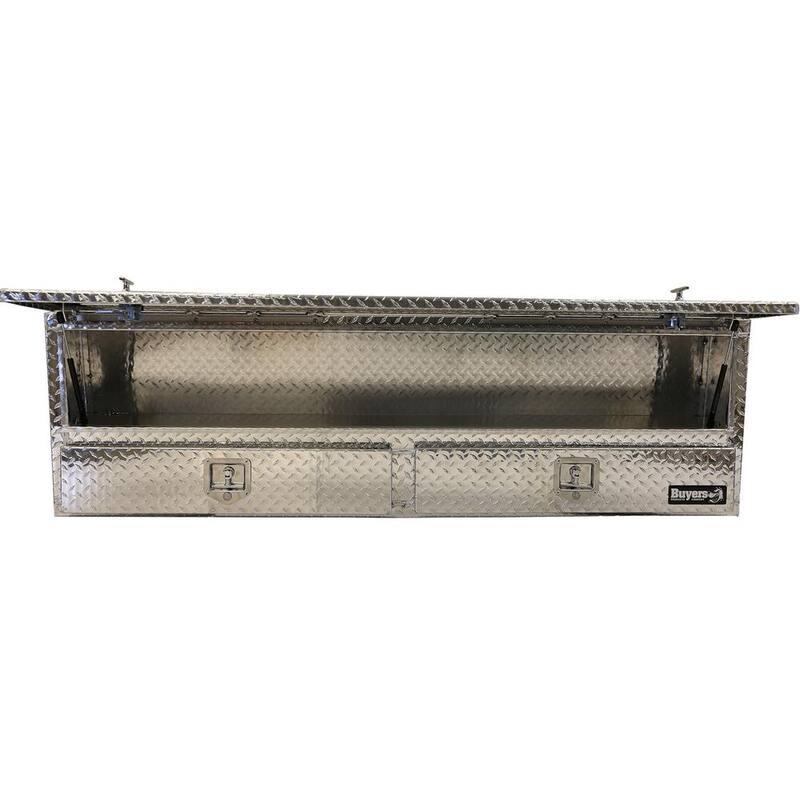Buyers Products Company 88 in. Diamond Tread Aluminum Top Mount Contractor Truck Tool Box with 2-Drawers - 1705651