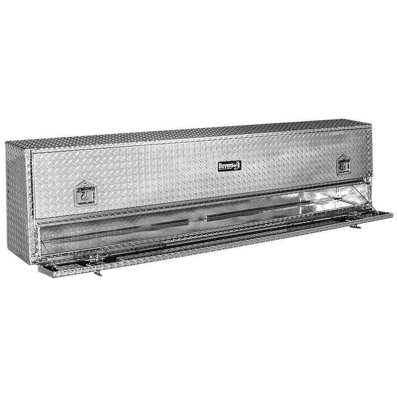 Buyers Products Company 88 in. Diamond Tread Aluminum Top Mount Contractor Truck Tool Box with 2-Drawers - 1705651