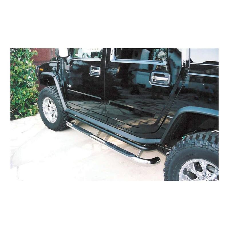 Aries 3-Inch Round Polished Stainless Steel Nerf Bars, No-Drill, Select Hummer H2 - 204075-2