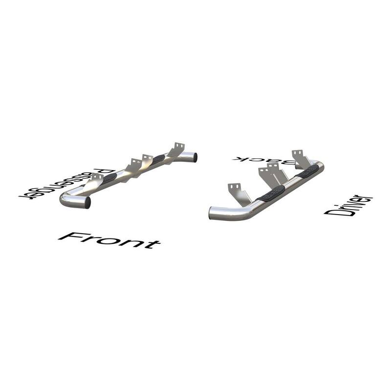 Aries 3-Inch Round Polished Stainless Steel Nerf Bars, No-Drill, Select Hummer H2 - 204075-2