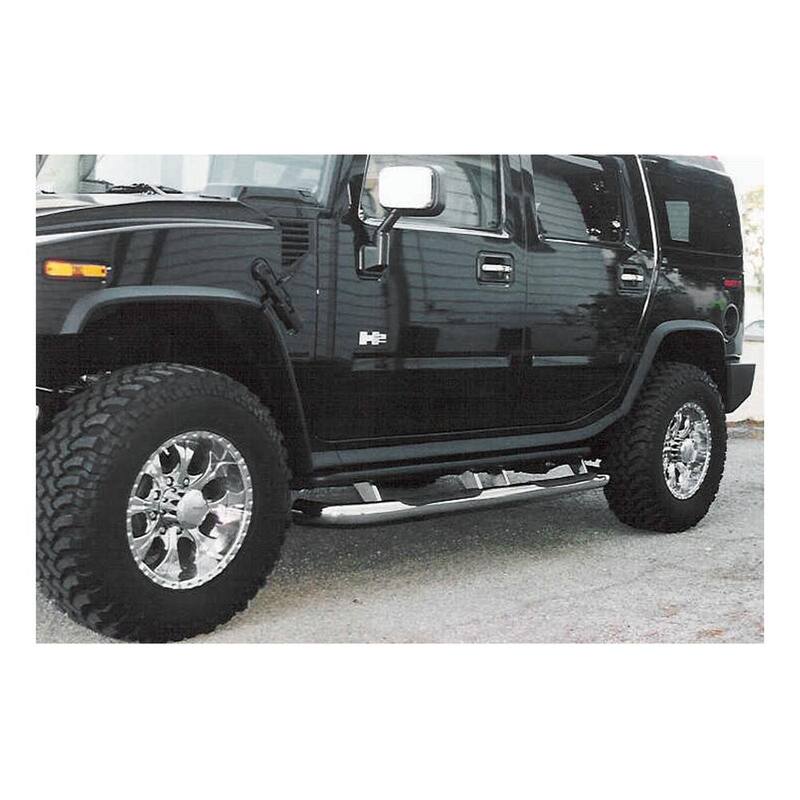 Aries 3-Inch Round Polished Stainless Steel Nerf Bars, No-Drill, Select Hummer H2 - 204075-2