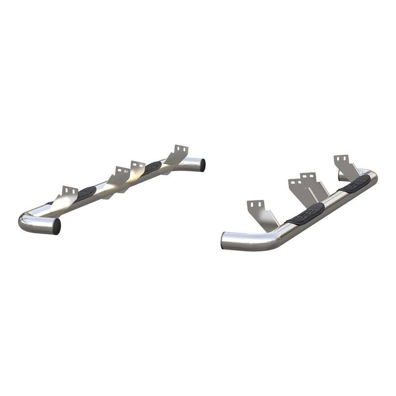 Aries 3-Inch Round Polished Stainless Steel Nerf Bars, No-Drill, Select Hummer H2 - 204075-2
