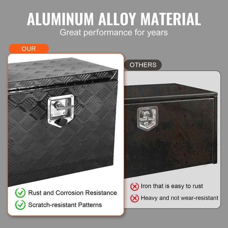 VEVOR Underbody Truck Box, 24x17x18 in. Pickup Storage Box, Heavy Duty Aluminum Diamond Plate Tool Box with Lock and Keys - CDKCGJX224171OOSWV0