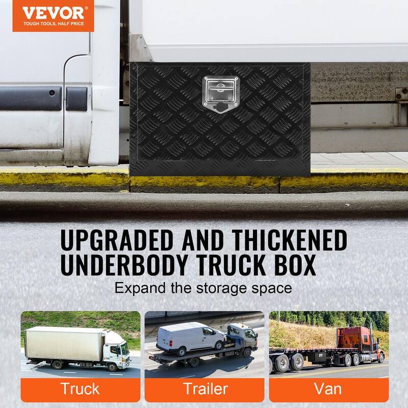 VEVOR Underbody Truck Box, 24x17x18 in. Pickup Storage Box, Heavy Duty Aluminum Diamond Plate Tool Box with Lock and Keys - CDKCGJX224171OOSWV0