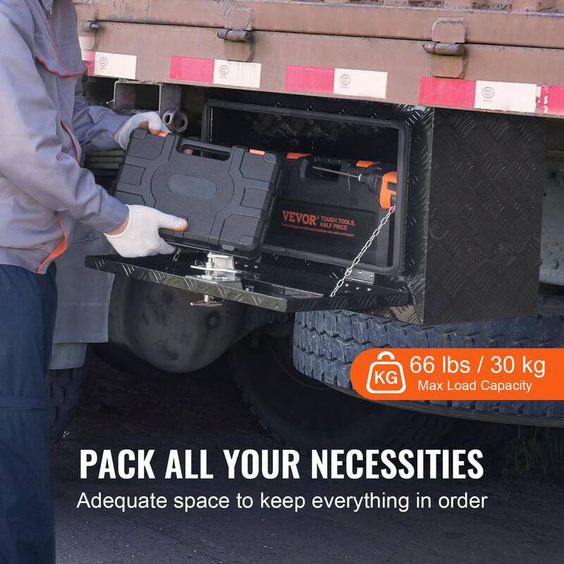 VEVOR Underbody Truck Box, 24x17x18 in. Pickup Storage Box, Heavy Duty Aluminum Diamond Plate Tool Box with Lock and Keys - CDKCGJX224171OOSWV0