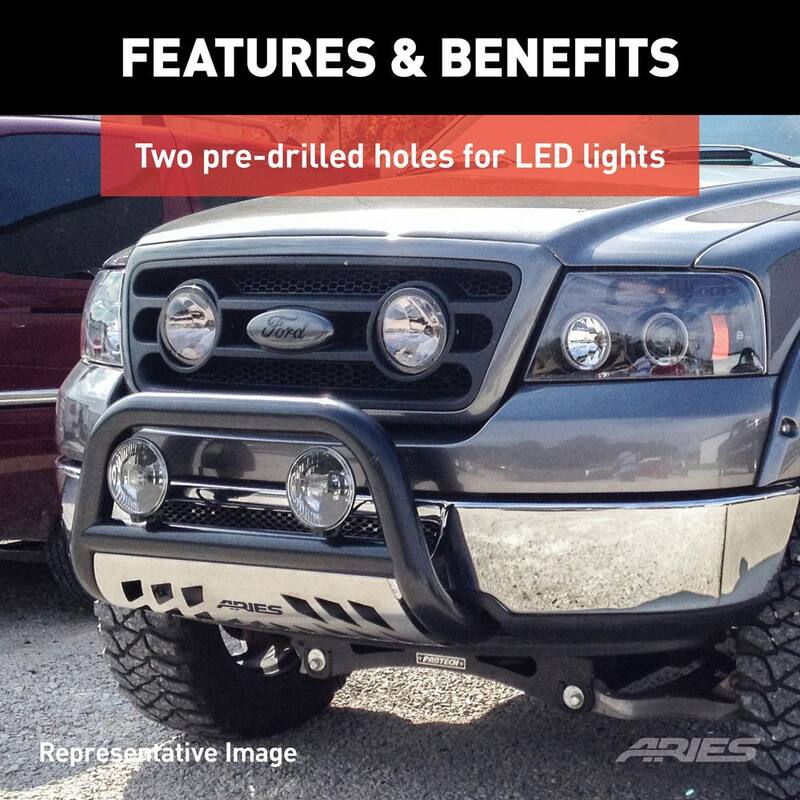 Aries 3-Inch Polished Stainless Steel Bull Bar, No-Drill, Select Chevrolet Silverado, GMC Sierra 2500, 3500 HD - 35-4013