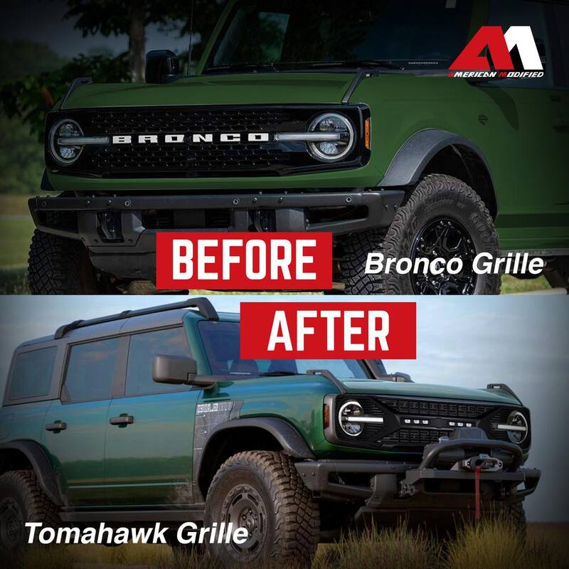 AMERICAN MODIFIED Tomahawk Grille with Off-Road Lights for 2021-2023 Ford Bronco - AMFMEA00105