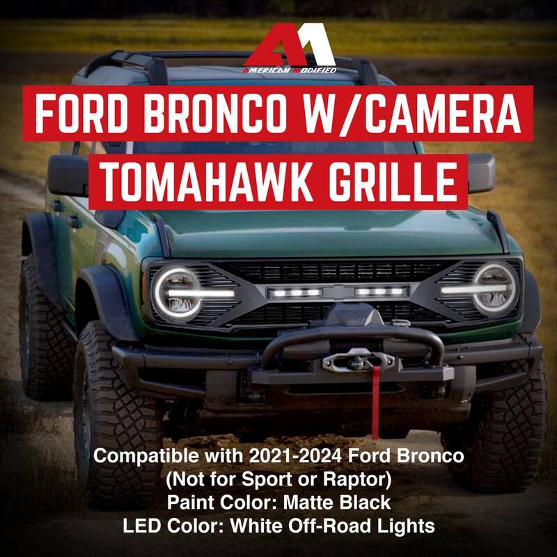 AMERICAN MODIFIED Tomahawk Grille with Off-Road Lights for 2021-2023 Ford Bronco - AMFMEA00105