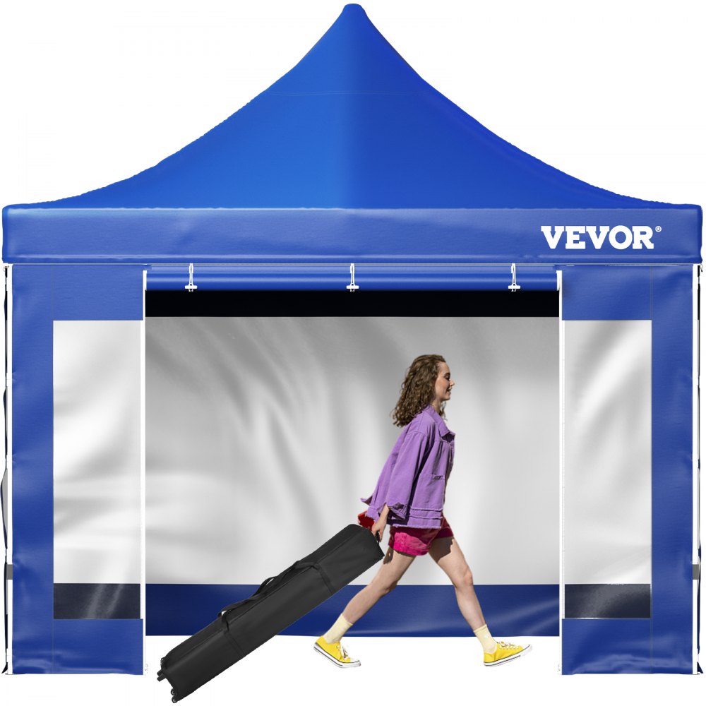 VEVOR Pop Up Canopy Tent, 10 x 10 FT, Outdoor Patio Gazebo Tent with Removable Sidewalls and Wheeled Bag, UV Resistant Waterproof Instant Gazebo Shelter for Party, Garden, Backyard, Blue - DCSLTZP1010FTHPWAV0