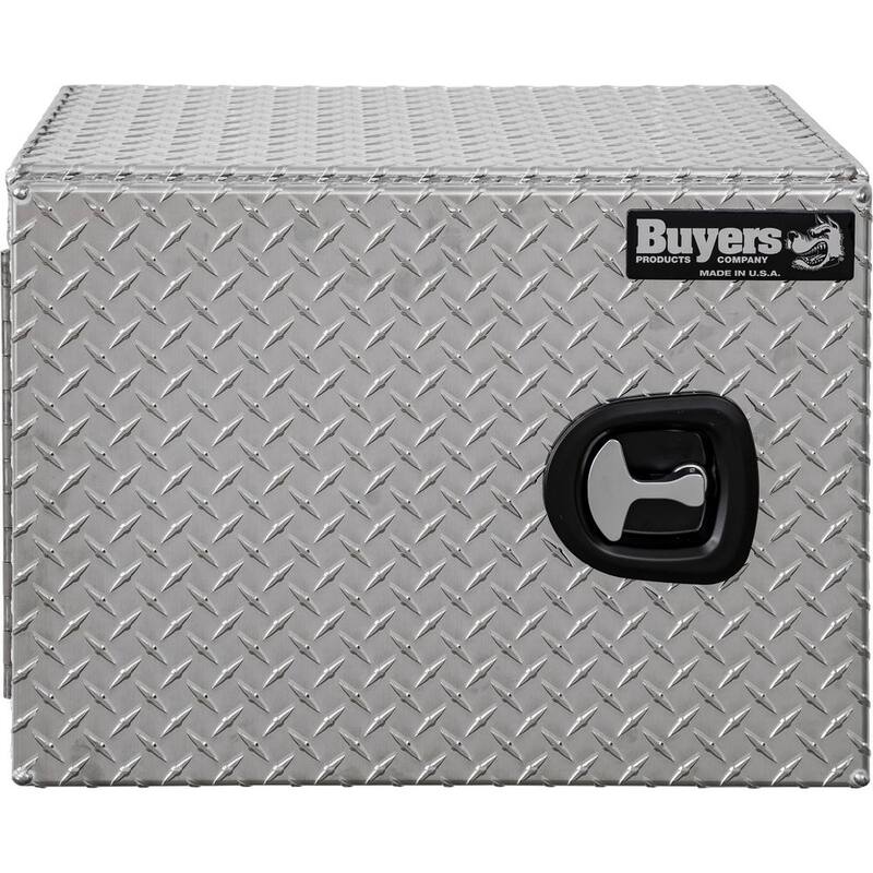 Buyers Products Company 18 in. x 18 in. x 24 in. Diamond Plate Tread Aluminum Underbody Truck Tool Box with Barn Door - 1705200