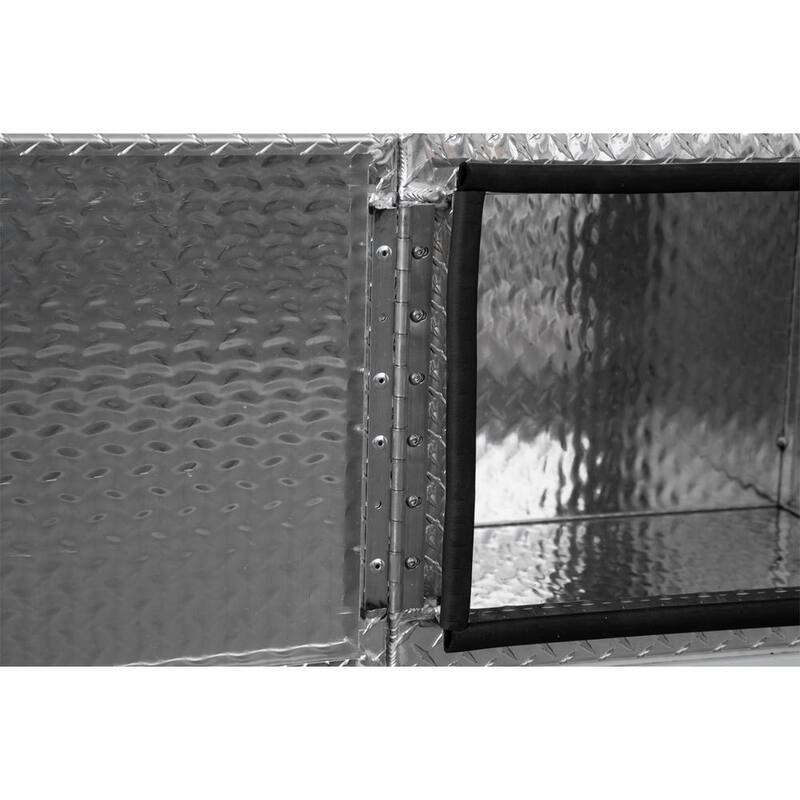 Buyers Products Company 18 in. x 18 in. x 24 in. Diamond Plate Tread Aluminum Underbody Truck Tool Box with Barn Door - 1705200