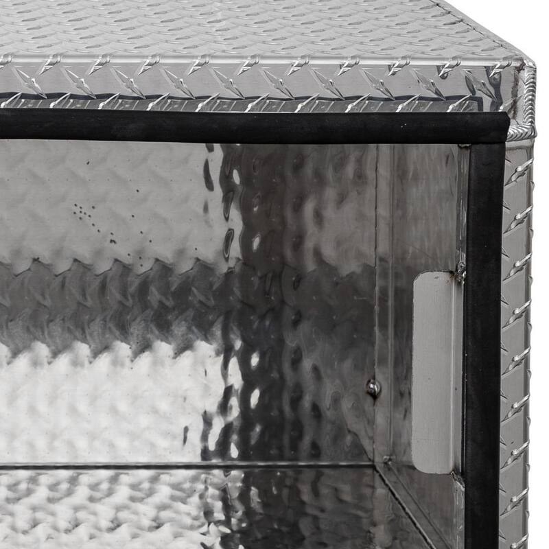 Buyers Products Company 18 in. x 18 in. x 24 in. Diamond Plate Tread Aluminum Underbody Truck Tool Box with Barn Door - 1705200