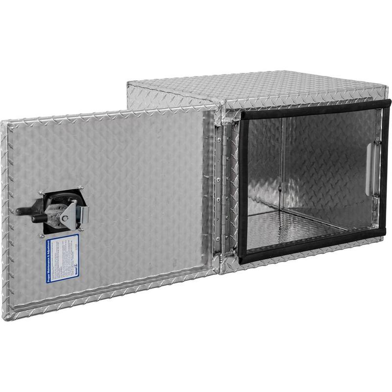 Buyers Products Company 18 in. x 18 in. x 24 in. Diamond Plate Tread Aluminum Underbody Truck Tool Box with Barn Door - 1705200