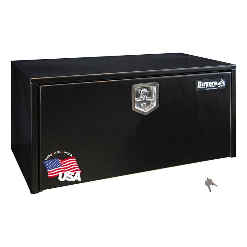 Buyer's Products 15 x 13 x 36 in. Black Steel Underbody Truck Box with T-Handle - 1703326
