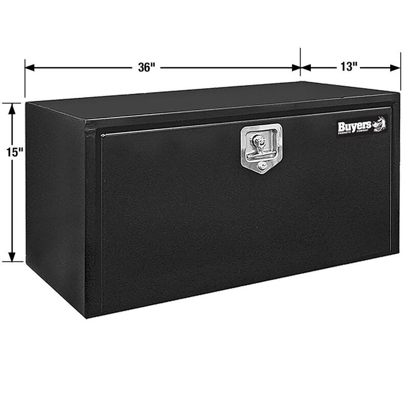 Buyer's Products 15 x 13 x 36 in. Black Steel Underbody Truck Box with T-Handle - 1703326
