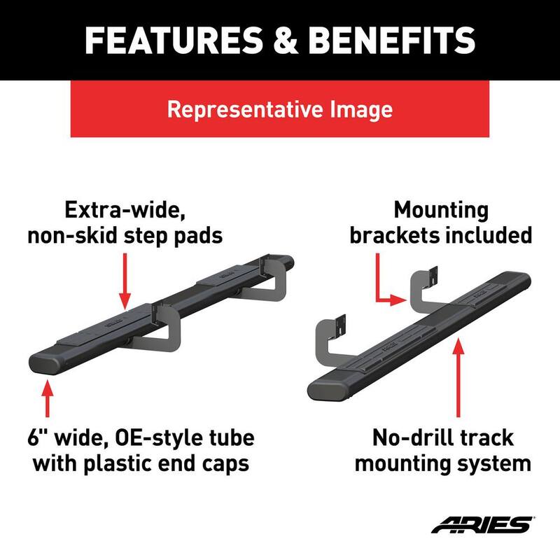 Aries 6 x 91-Inch Oval Black Aluminum Nerf Bars, Select Ford F-150, F-250, F-350, F-450, F-550 Super Duty - 4445027