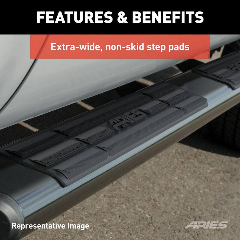Aries 6 x 91-Inch Oval Black Aluminum Nerf Bars, Select Ford F-150, F-250, F-350, F-450, F-550 Super Duty - 4445027