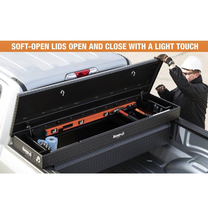 Buyers Products Company 23 in. x 20 in. x 71 in. Black Diamond Tread Aluminum Crossover Truck Tool Box - 1729415