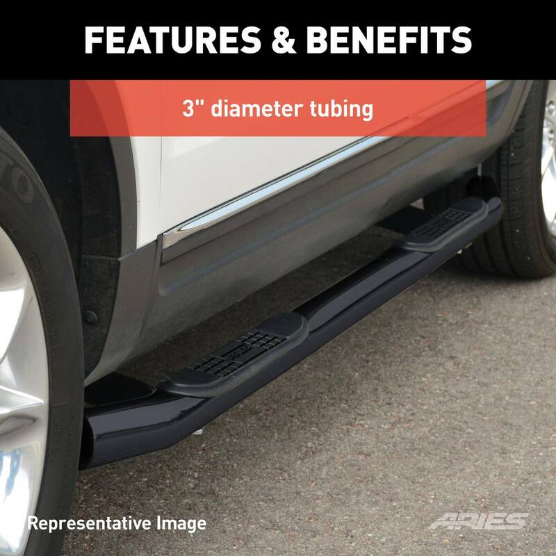 Aries 3-Inch Round Black Steel Nerf Bars, No-Drill, Select Nissan Frontier, Suzuki Equator - 209018