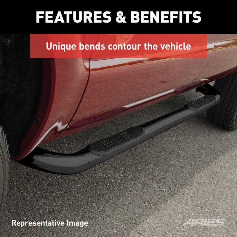 Aries 3-Inch Round Black Steel Nerf Bars, No-Drill, Select Nissan Frontier, Suzuki Equator - 209018