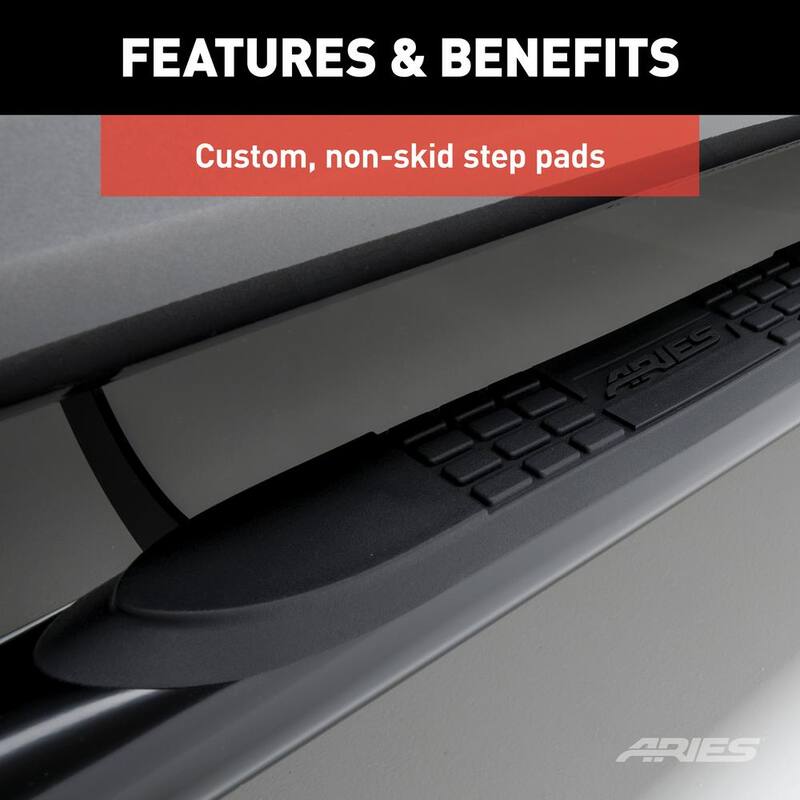 Aries 3-Inch Round Black Steel Nerf Bars, No-Drill, Select Nissan Frontier, Suzuki Equator - 209018