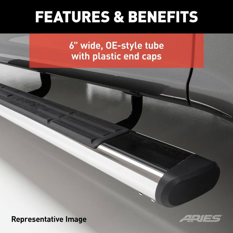Aries 6 x 85-Inch Oval Polished Stainless Steel Nerf Bars, Select Dodge, Ram 1500, 2500, 3500 - 4444044