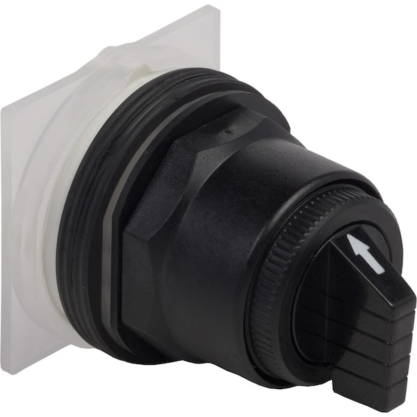 Cabeza de interruptor selector Square D, Harmony 9001SK, plástico, mango estándar, negro, 30mm, 3 posiciones, retorno por resorte derecha al centro - 9001SKS73B
