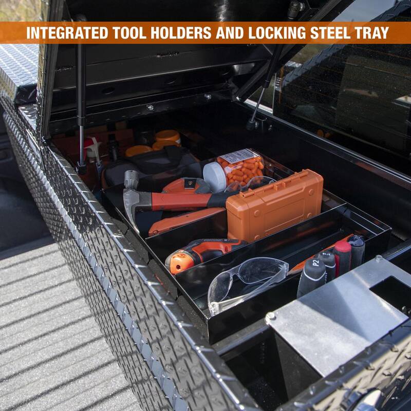 Buyers Products Company 18 in. x 20 in. x 71 in. Diamond Tread Aluminum Gull Wing Top Mount Truck Tool Box - 1710410